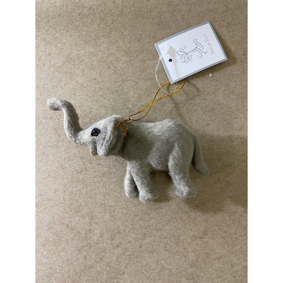 Silver Tree Grey Furry Elephant Christmas Ornament NWT's Gift - Picture 5 of 9